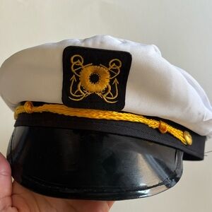 Classic White Captain's Hat with Gold Trim